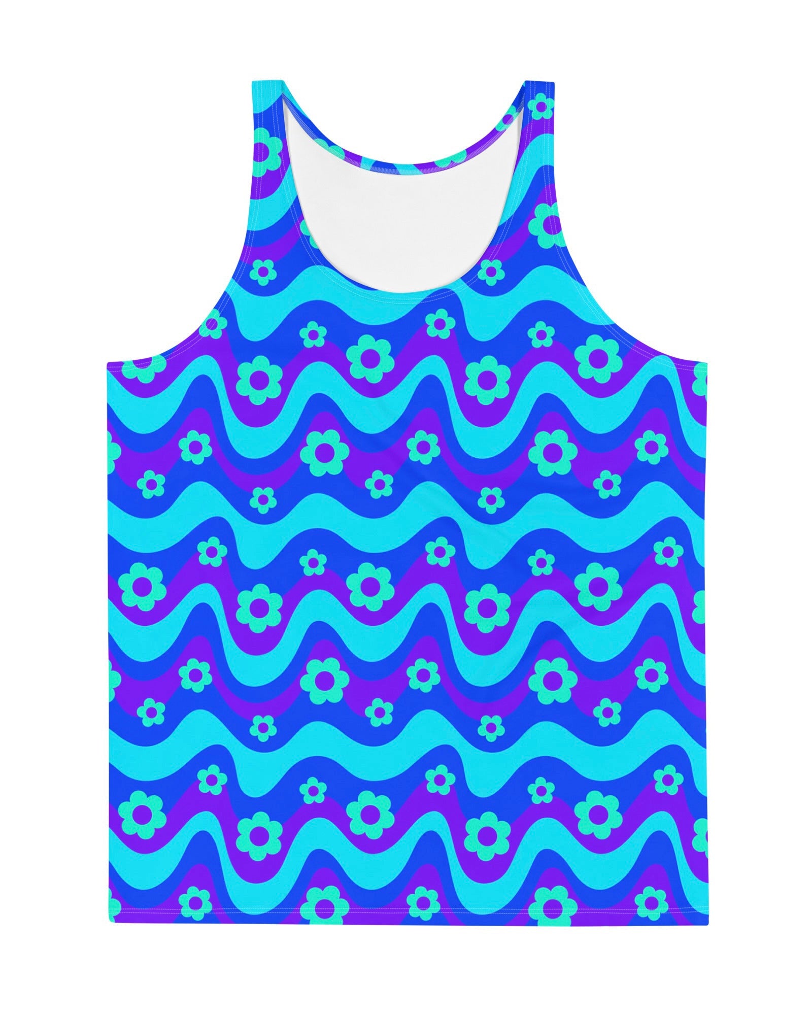 Flower Power Blue Tank Top, Tank Top, - One Stop Rave