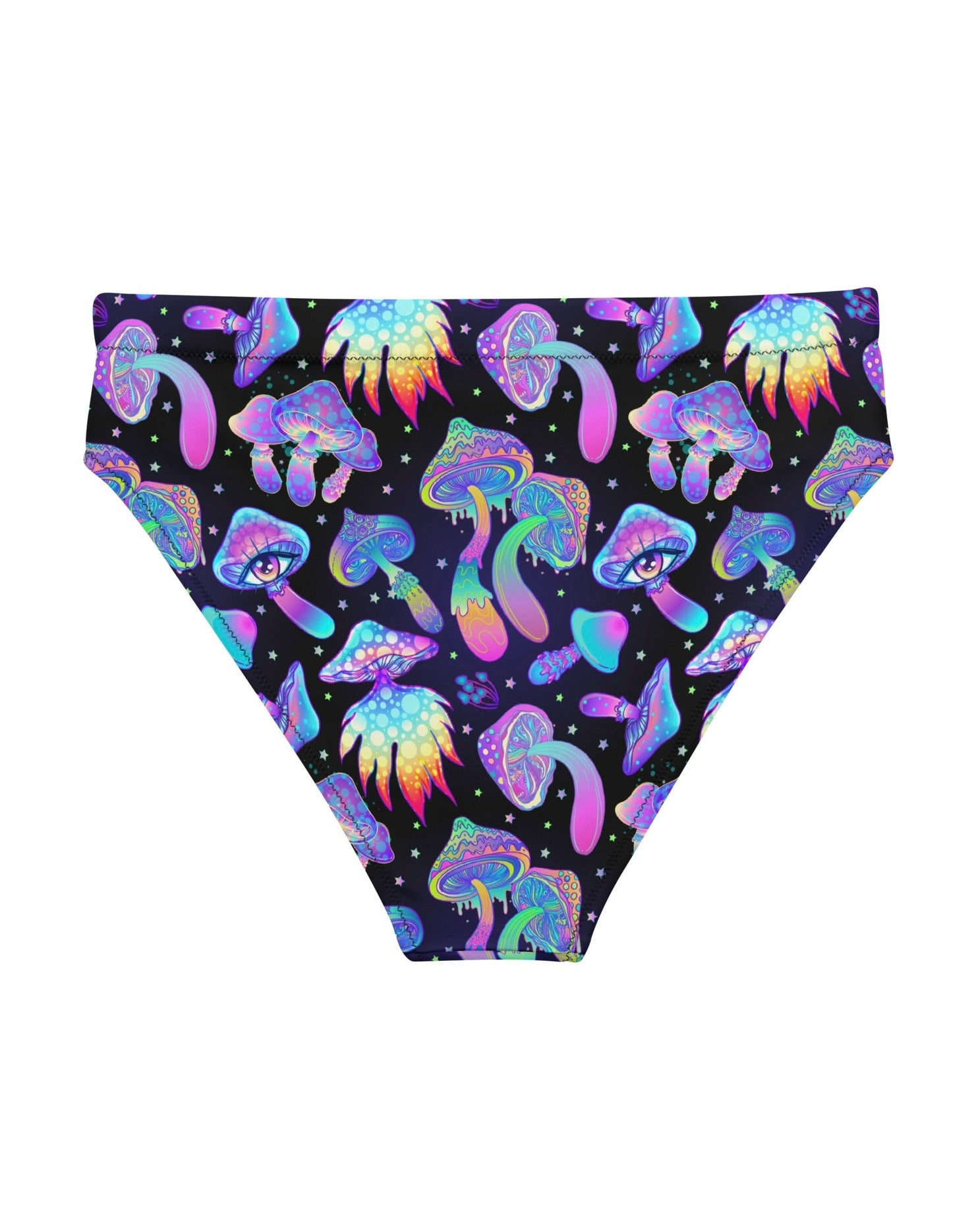 Shroomin Black Recycled High Waisted Bottoms, High-Waisted Bottoms, - One Stop Rave