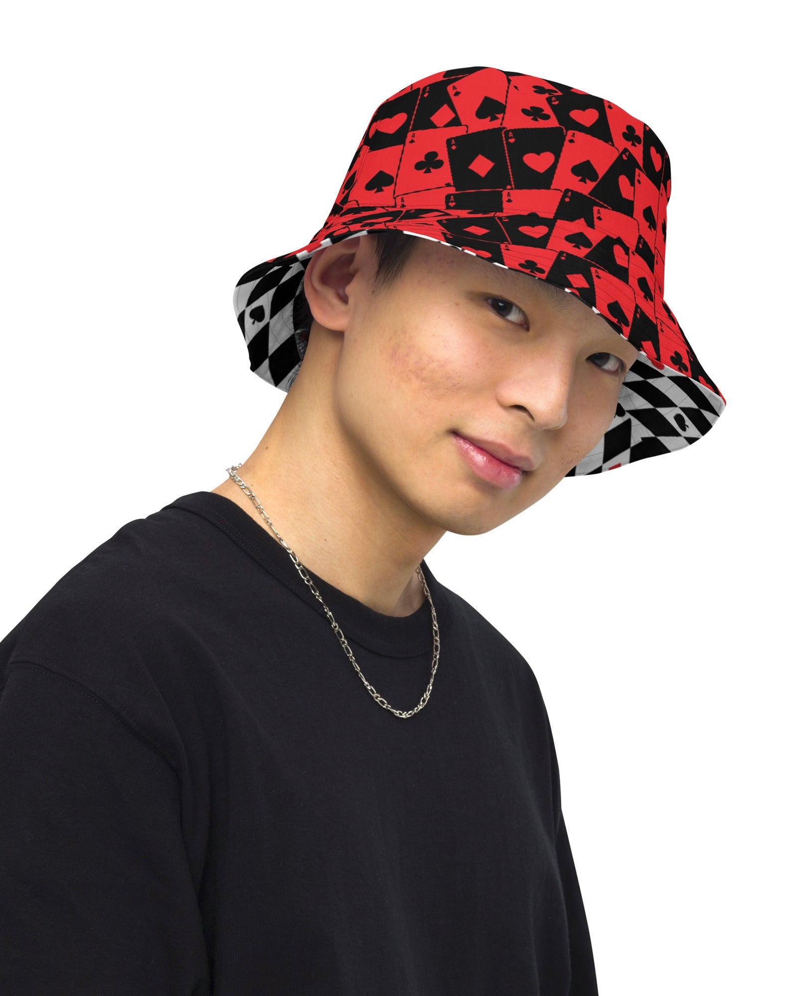 Ace Of Hearts / House Of Cards Reversible Bucket Hat, Bucket Hat, - One Stop Rave
