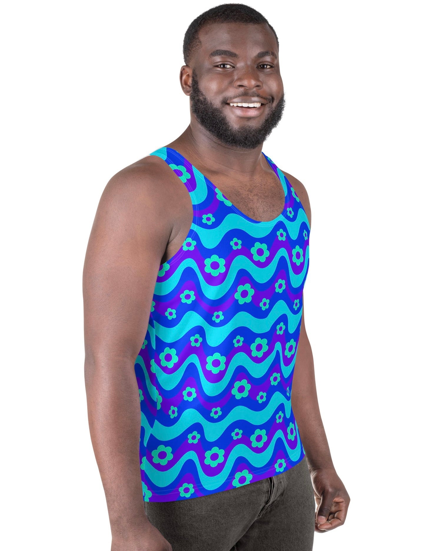 Flower Power Blue Tank Top, Tank Top, - One Stop Rave