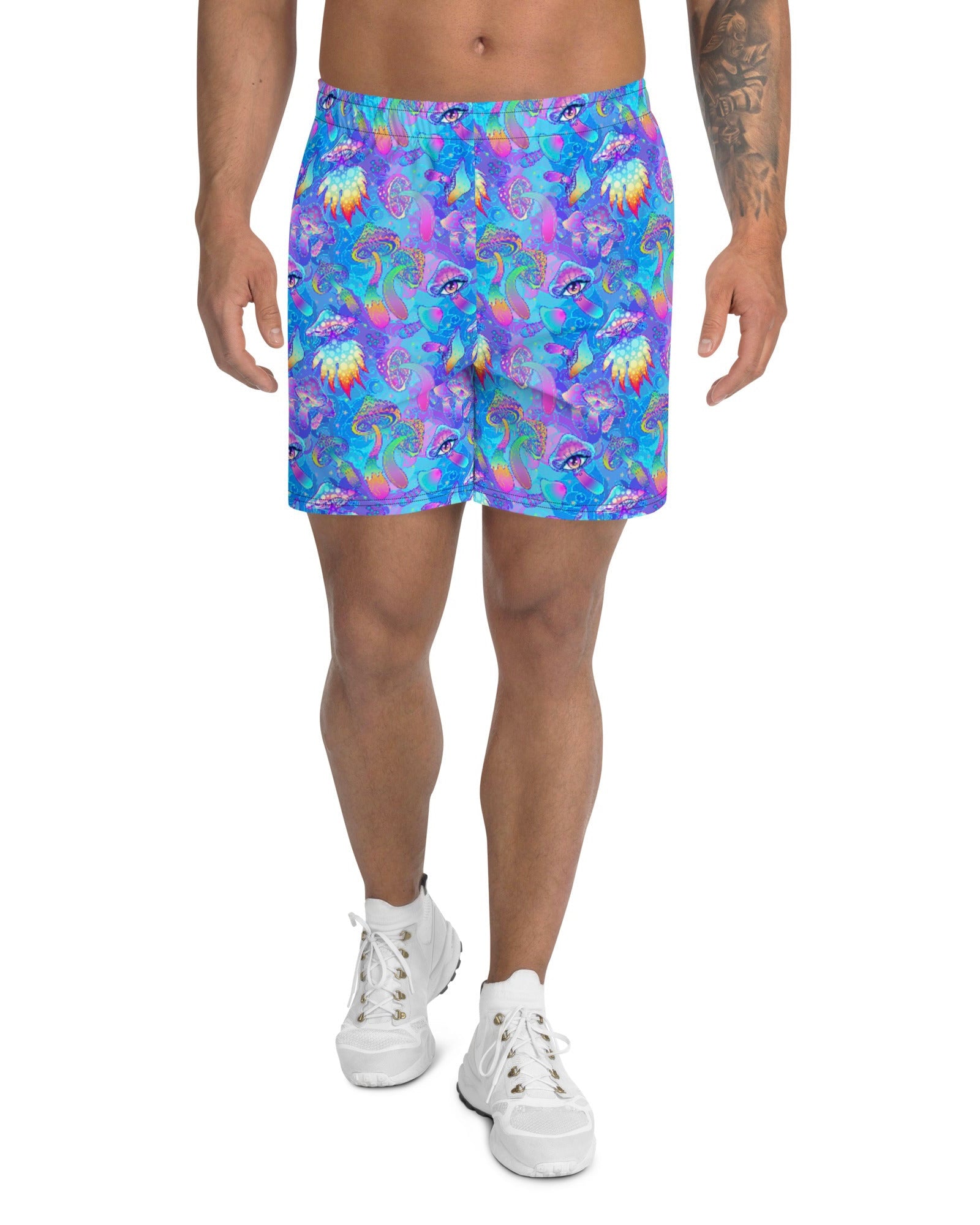 Shroomin Blue Athletic Shorts, , - One Stop Rave
