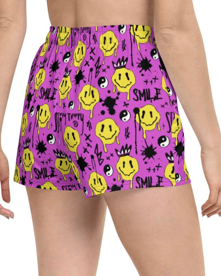 Smile Splatter Recycled Shorts, Athletic Shorts, - One Stop Rave