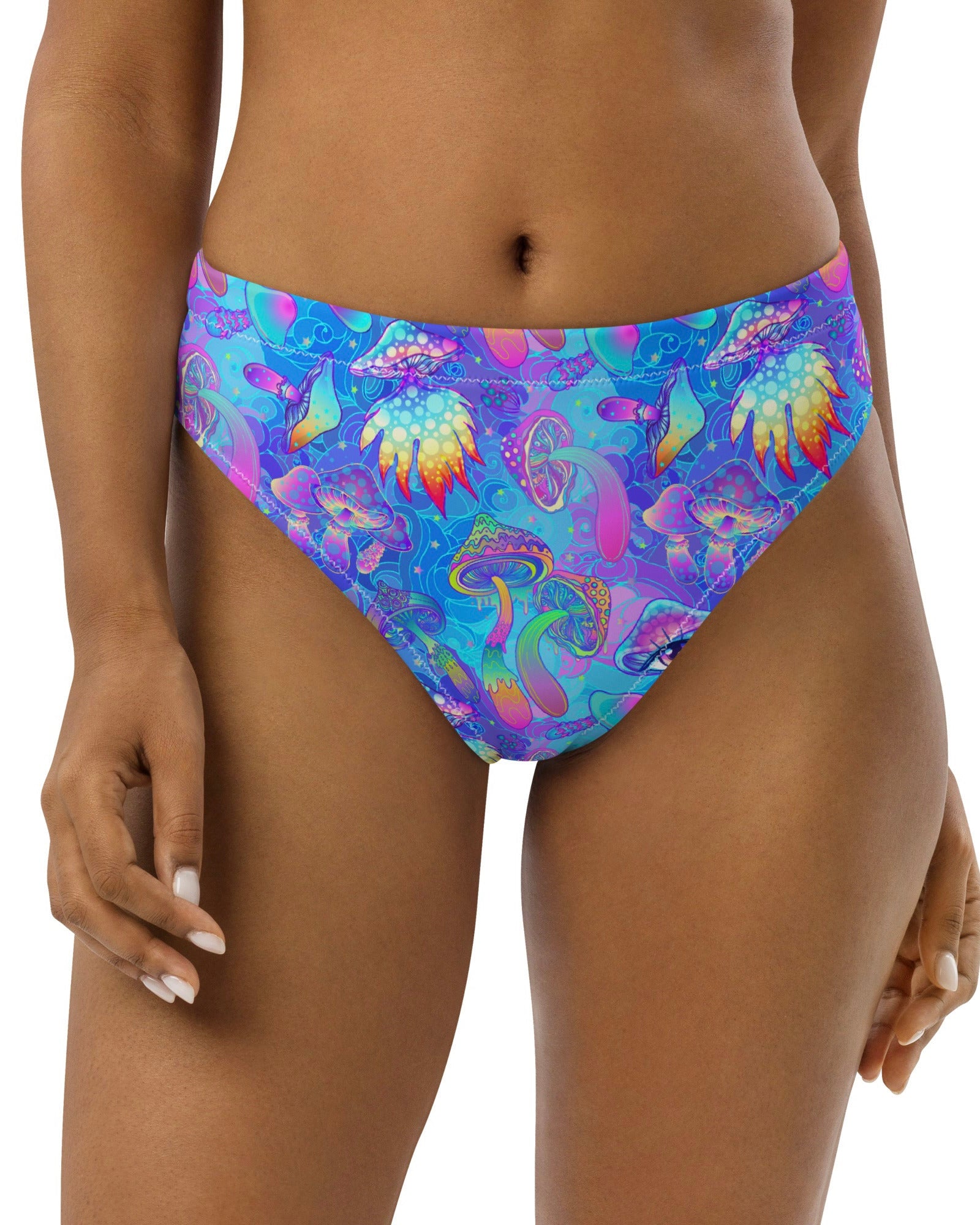 Shroomin Blue Recycled High Waisted Bottoms, High-Waisted Bottoms, - One Stop Rave